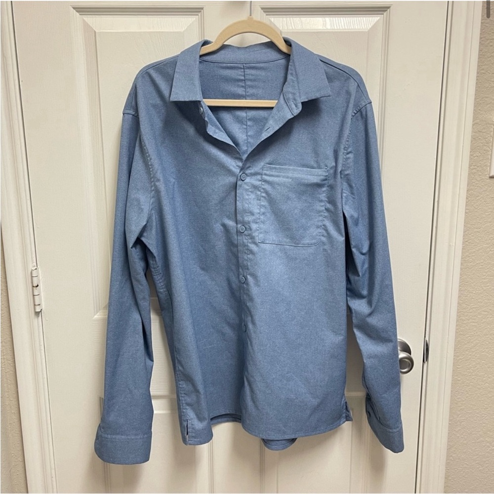 lululemon athletica blue button down shirt